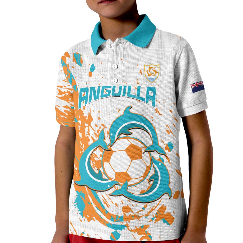Custom Anguilla Football Kid Polo Shirt Go Champions Grunge Style
