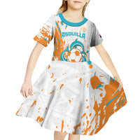 Custom Anguilla Football Kid Short Sleeve Dress Go Champions Grunge Style
