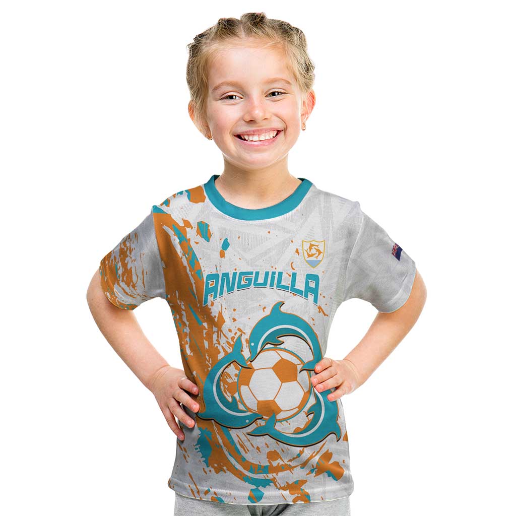 Custom Anguilla Football Kid T Shirt Go Champions Grunge Style
