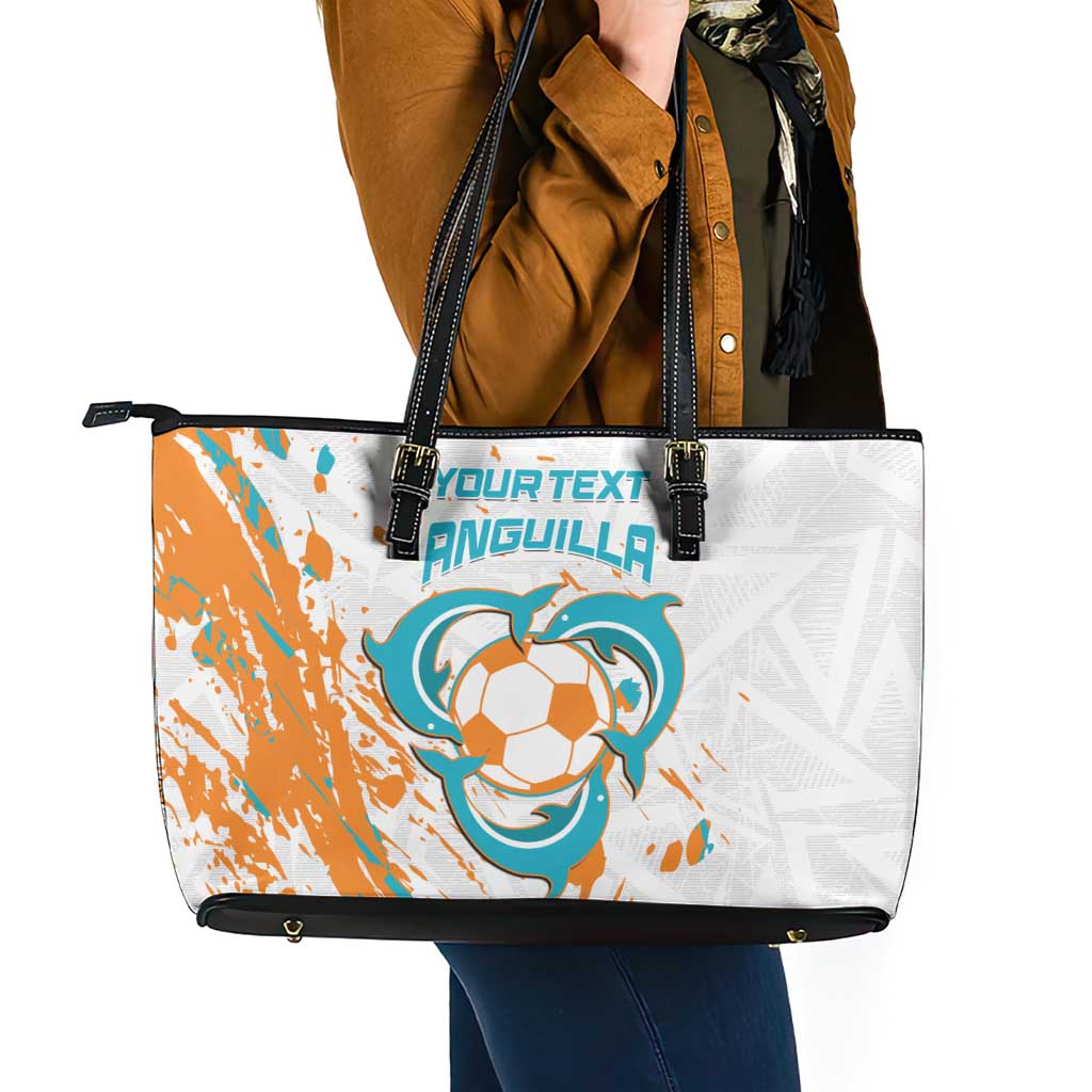 Custom Anguilla Football Leather Tote Bag Go Champions Grunge Style