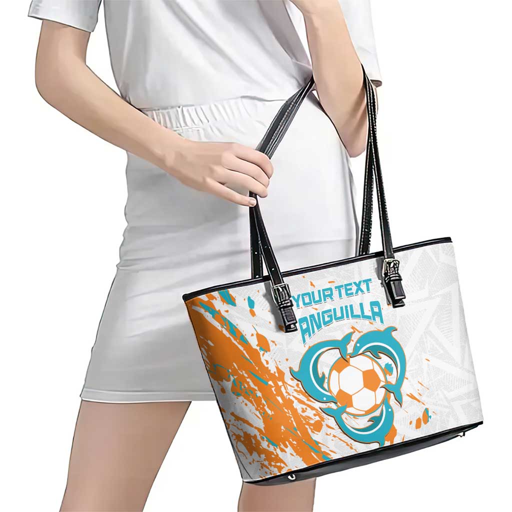 Custom Anguilla Football Leather Tote Bag Go Champions Grunge Style