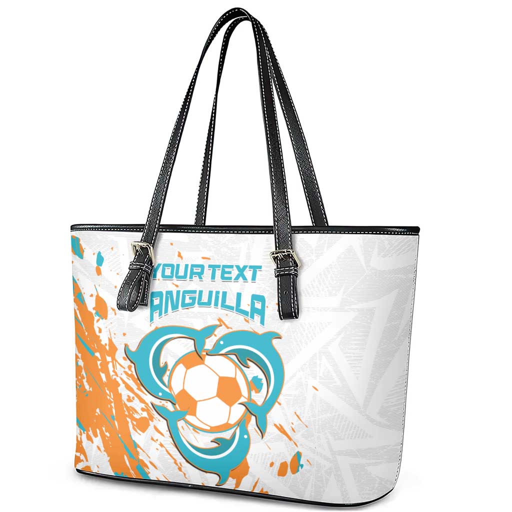 Custom Anguilla Football Leather Tote Bag Go Champions Grunge Style