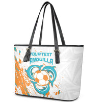 Custom Anguilla Football Leather Tote Bag Go Champions Grunge Style