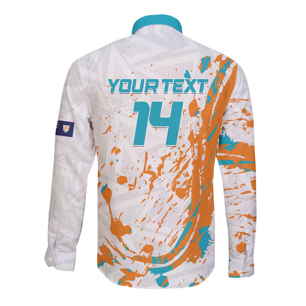 Custom Anguilla Football Long Sleeve Button Shirt Go Champions Grunge Style