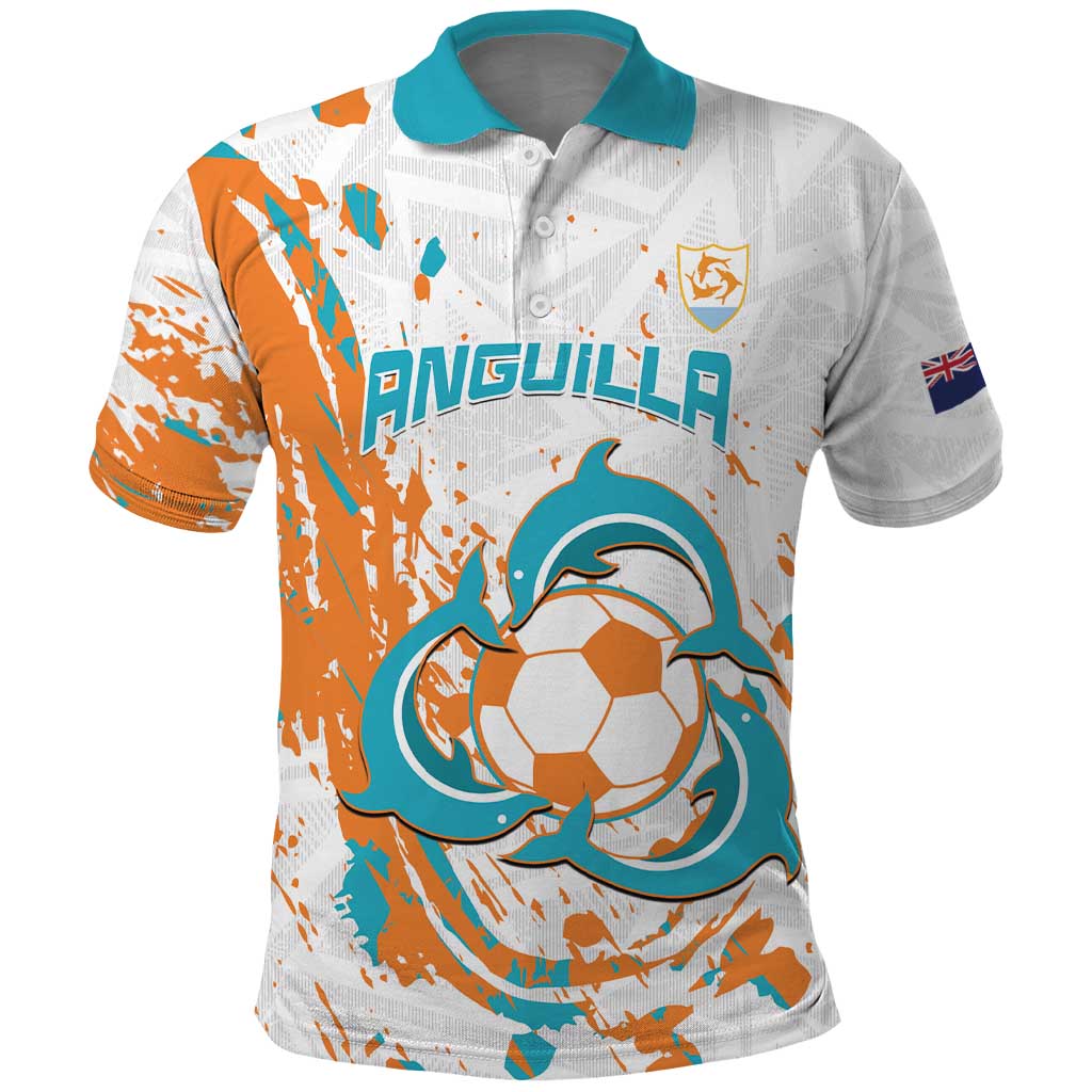 Custom Anguilla Football Polo Shirt Go Champions Grunge Style