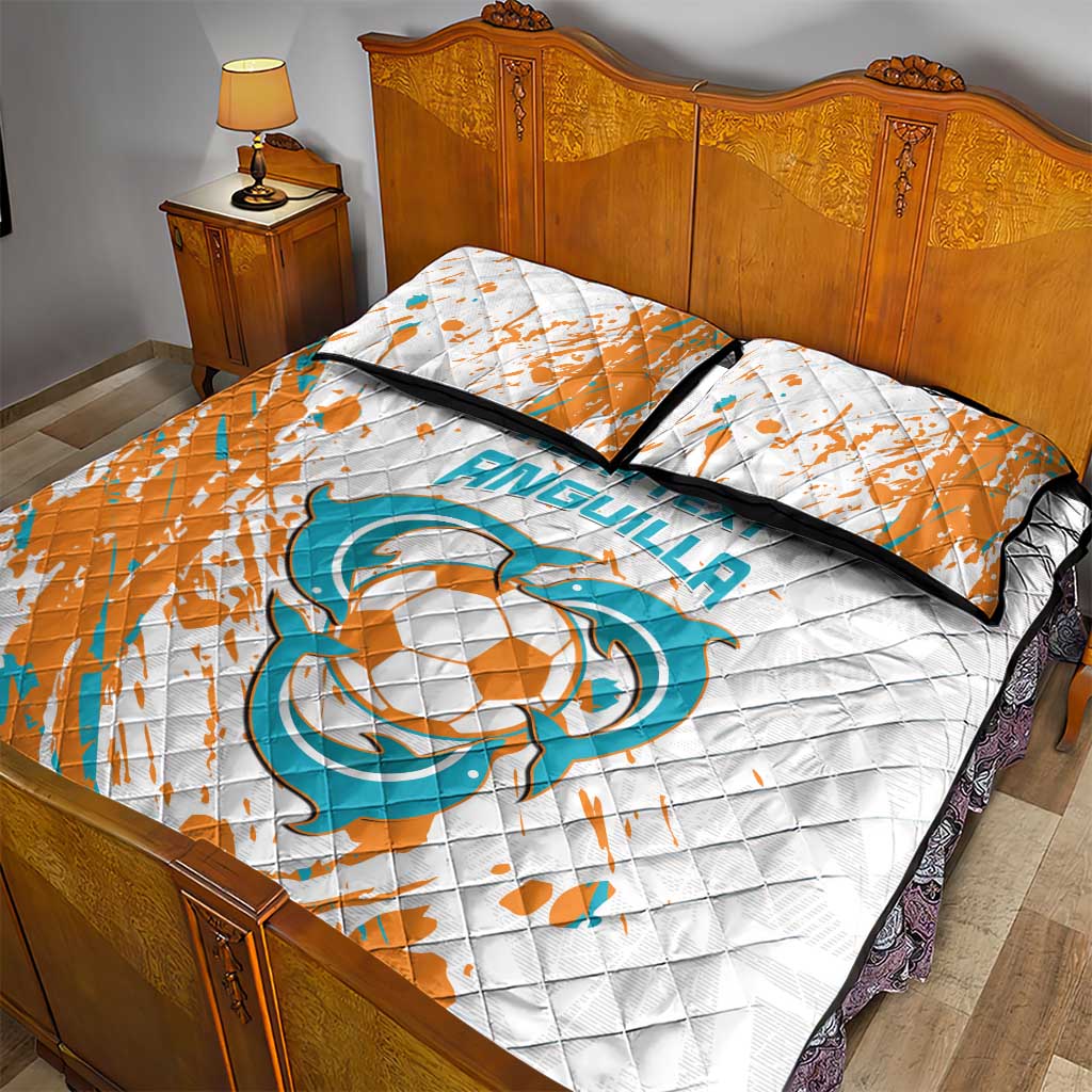 Custom Anguilla Football Quilt Bed Set Go Champions Grunge Style