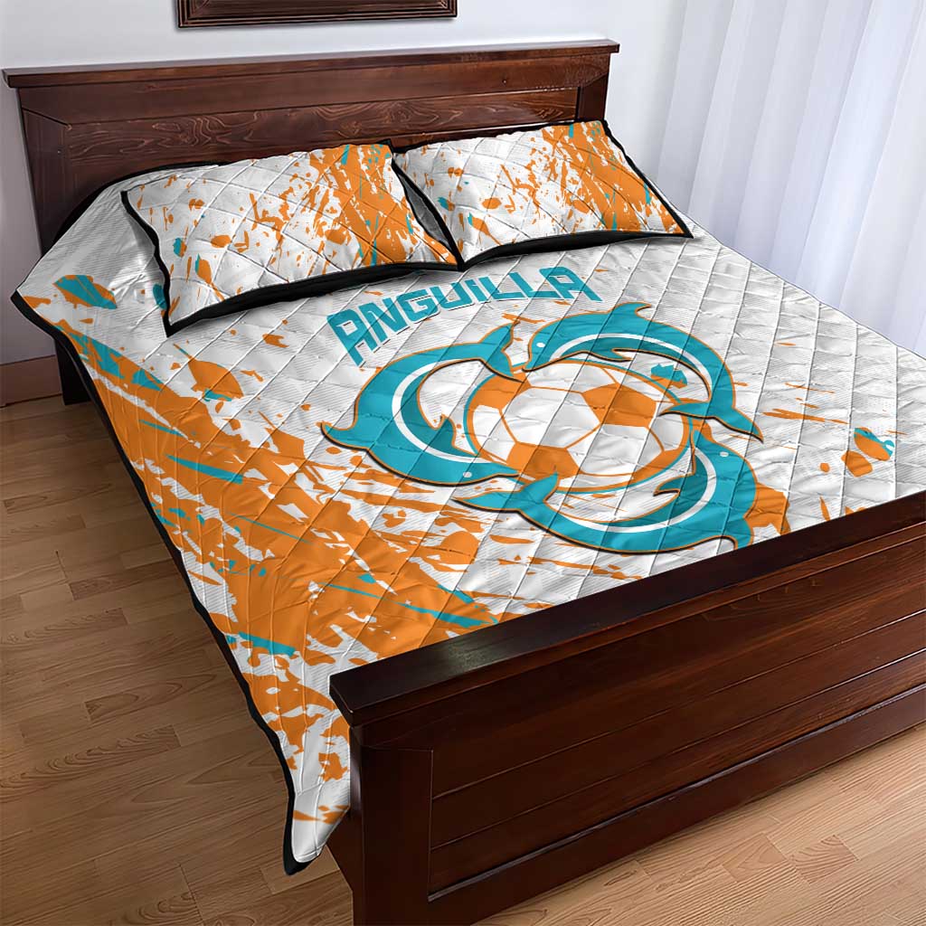 Custom Anguilla Football Quilt Bed Set Go Champions Grunge Style