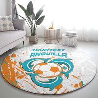 Custom Anguilla Football Round Carpet Go Champions Grunge Style