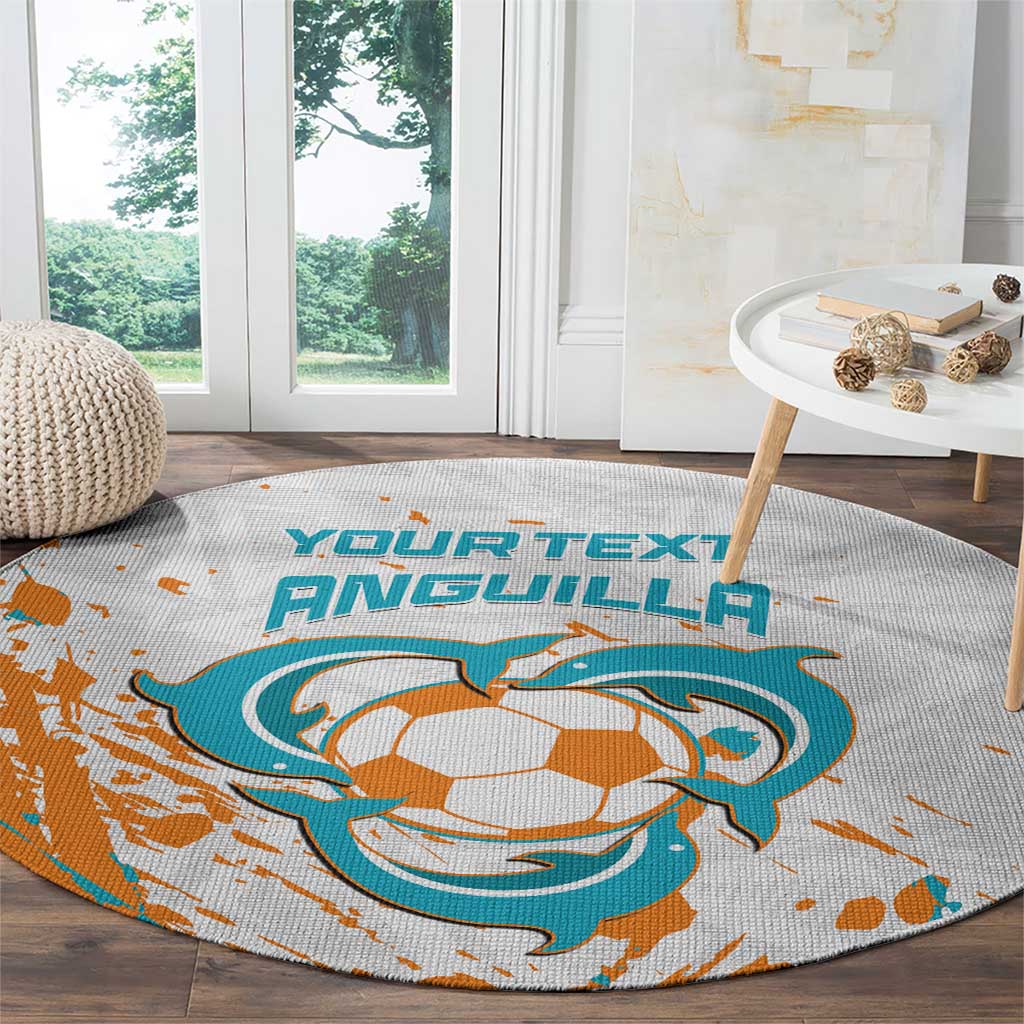 Custom Anguilla Football Round Carpet Go Champions Grunge Style
