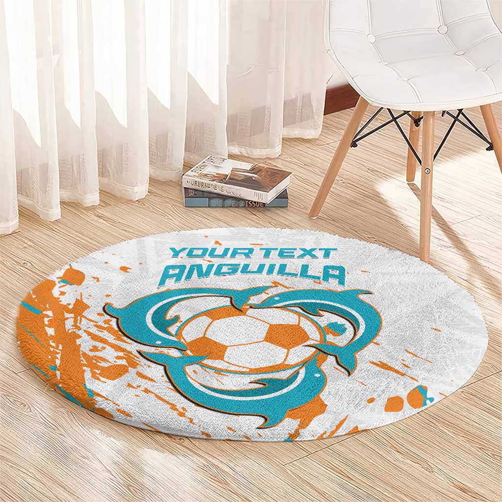 Custom Anguilla Football Round Carpet Go Champions Grunge Style