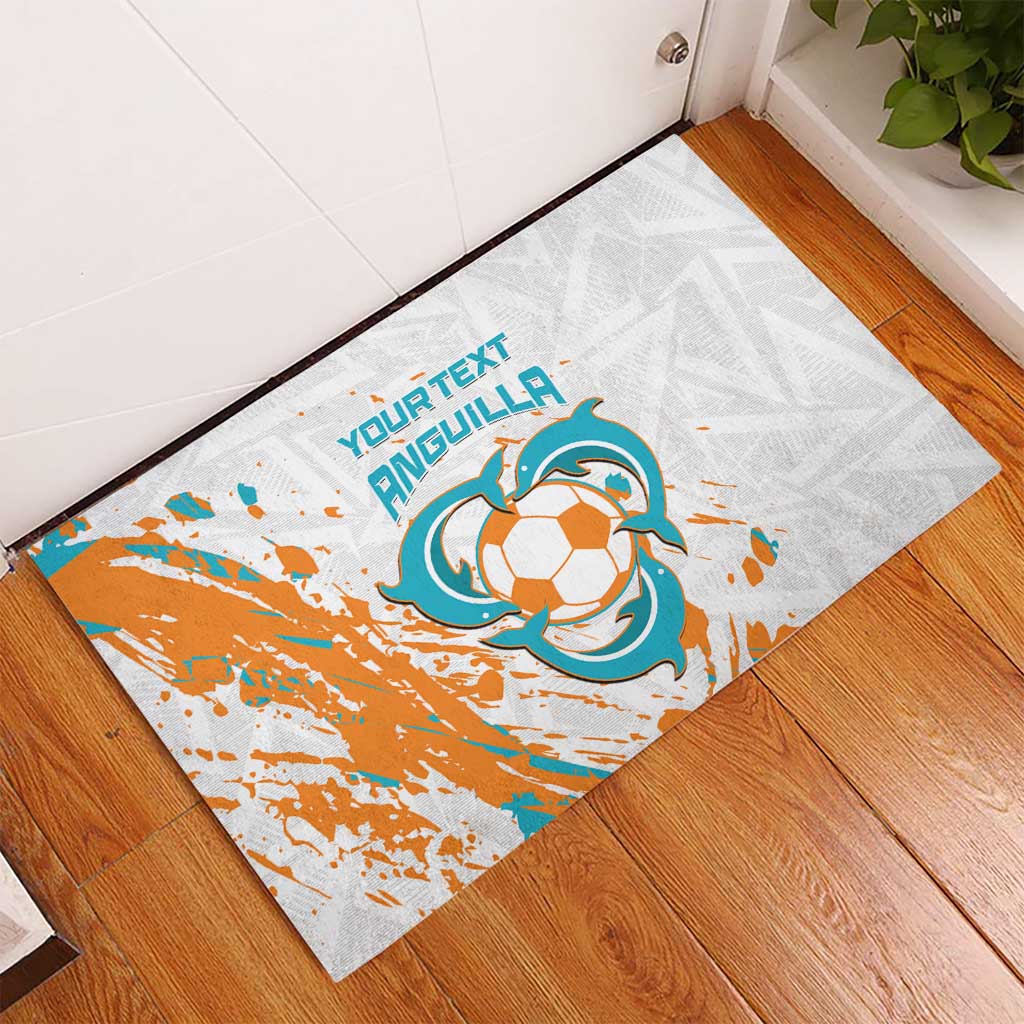 Custom Anguilla Football Rubber Doormat Go Champions Grunge Style
