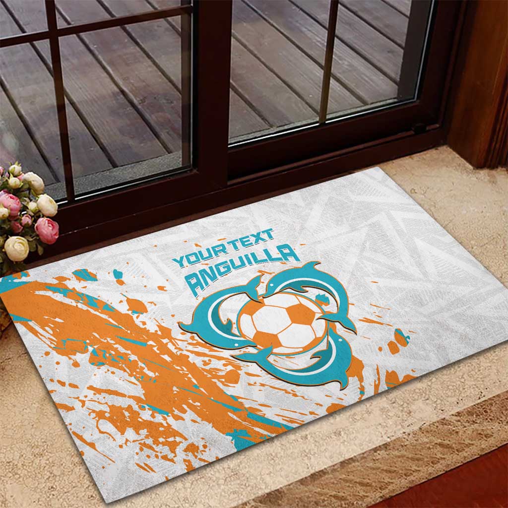 Custom Anguilla Football Rubber Doormat Go Champions Grunge Style