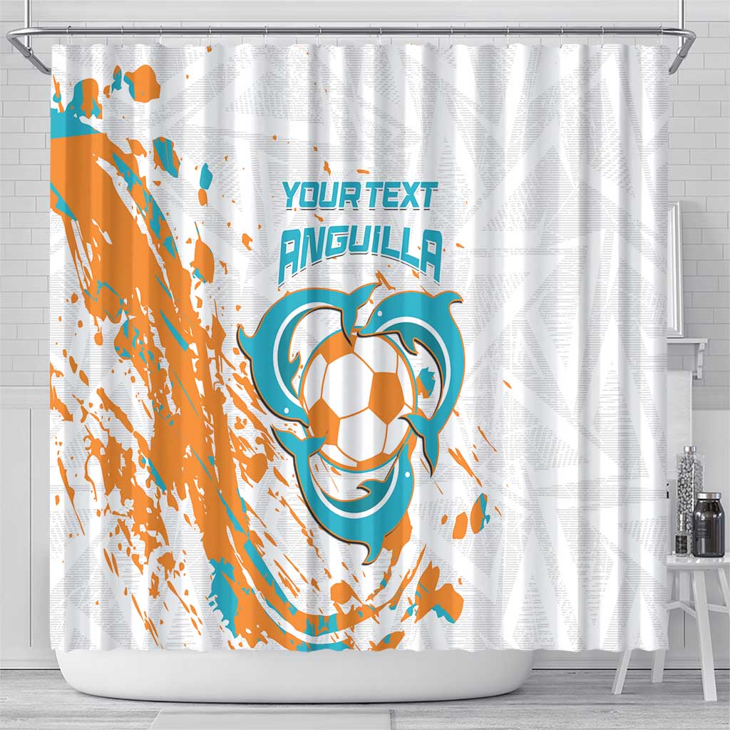 Custom Anguilla Football Shower Curtain Go Champions Grunge Style