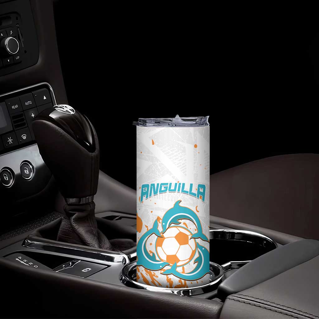 Custom Anguilla Football Skinny Tumbler Go Champions Grunge Style