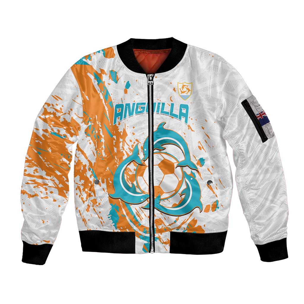 Custom Anguilla Football Sleeve Zip Bomber Jacket Go Champions Grunge Style