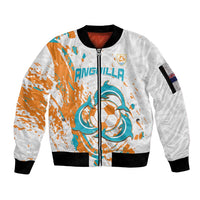 Custom Anguilla Football Sleeve Zip Bomber Jacket Go Champions Grunge Style