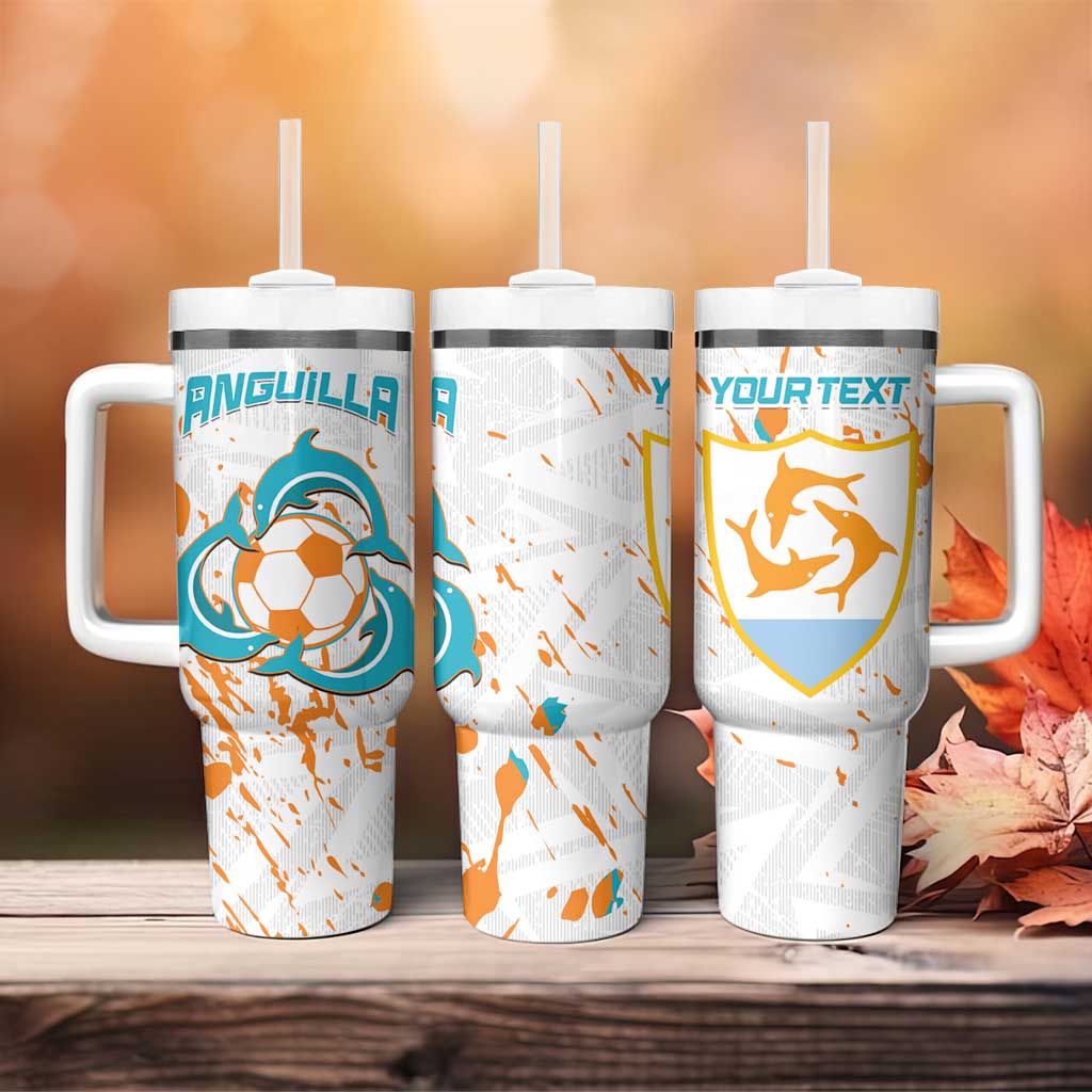 Custom Anguilla Football Tumbler With Handle Go Champions Grunge Style