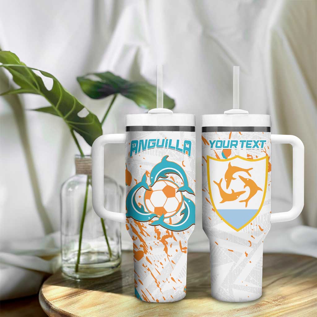 Custom Anguilla Football Tumbler With Handle Go Champions Grunge Style