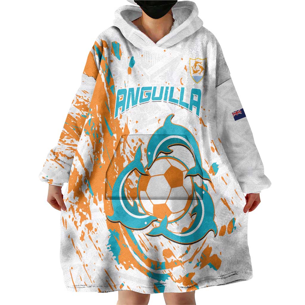 Custom Anguilla Football Wearable Blanket Hoodie Go Champions Grunge Style
