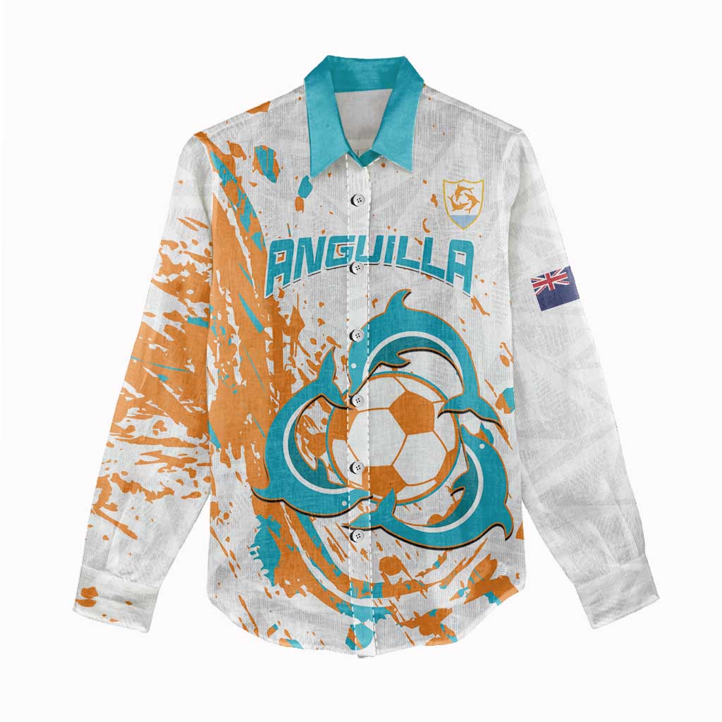 Custom Anguilla Football Women Casual Shirt Go Champions Grunge Style