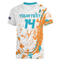 Custom Anguilla Football Women V-Neck T-Shirt Go Champions Grunge Style