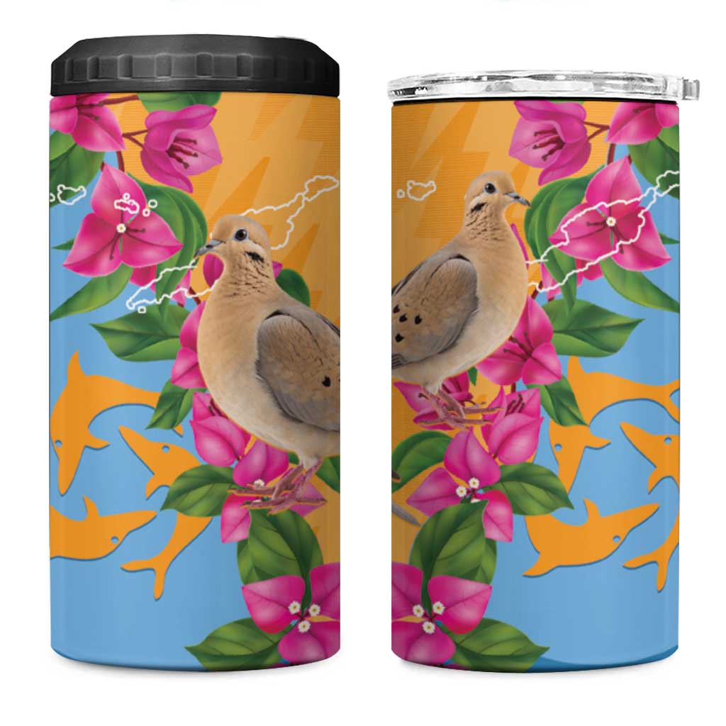 Anguilla 4 in 1 Can Cooler Tumbler Coat Of Arms With Zenaida Dove