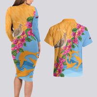 Anguilla Couples Matching Long Sleeve Bodycon Dress and Hawaiian Shirt Coat Of Arms With Zenaida Dove