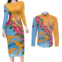 Anguilla Couples Matching Long Sleeve Bodycon Dress and Long Sleeve Button Shirt Coat Of Arms With Zenaida Dove