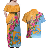 Anguilla Couples Matching Off Shoulder Maxi Dress and Hawaiian Shirt Coat Of Arms With Zenaida Dove