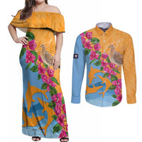 Anguilla Couples Matching Off Shoulder Maxi Dress and Long Sleeve Button Shirt Coat Of Arms With Zenaida Dove