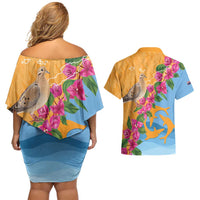 Anguilla Couples Matching Off Shoulder Short Dress and Hawaiian Shirt Coat Of Arms With Zenaida Dove