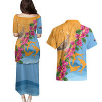 Anguilla Couples Matching Puletasi and Hawaiian Shirt Coat Of Arms With Zenaida Dove