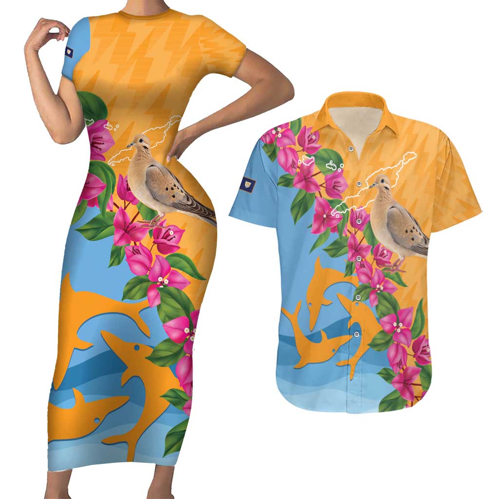Anguilla Couples Matching Short Sleeve Bodycon Dress and Hawaiian Shirt Coat Of Arms With Zenaida Dove