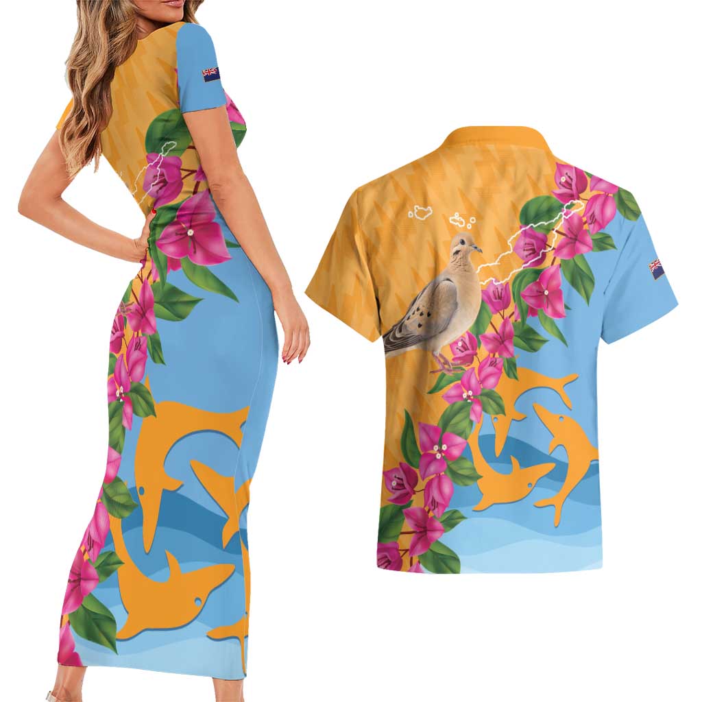 Anguilla Couples Matching Short Sleeve Bodycon Dress and Hawaiian Shirt Coat Of Arms With Zenaida Dove