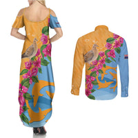Anguilla Couples Matching Summer Maxi Dress and Long Sleeve Button Shirt Coat Of Arms With Zenaida Dove