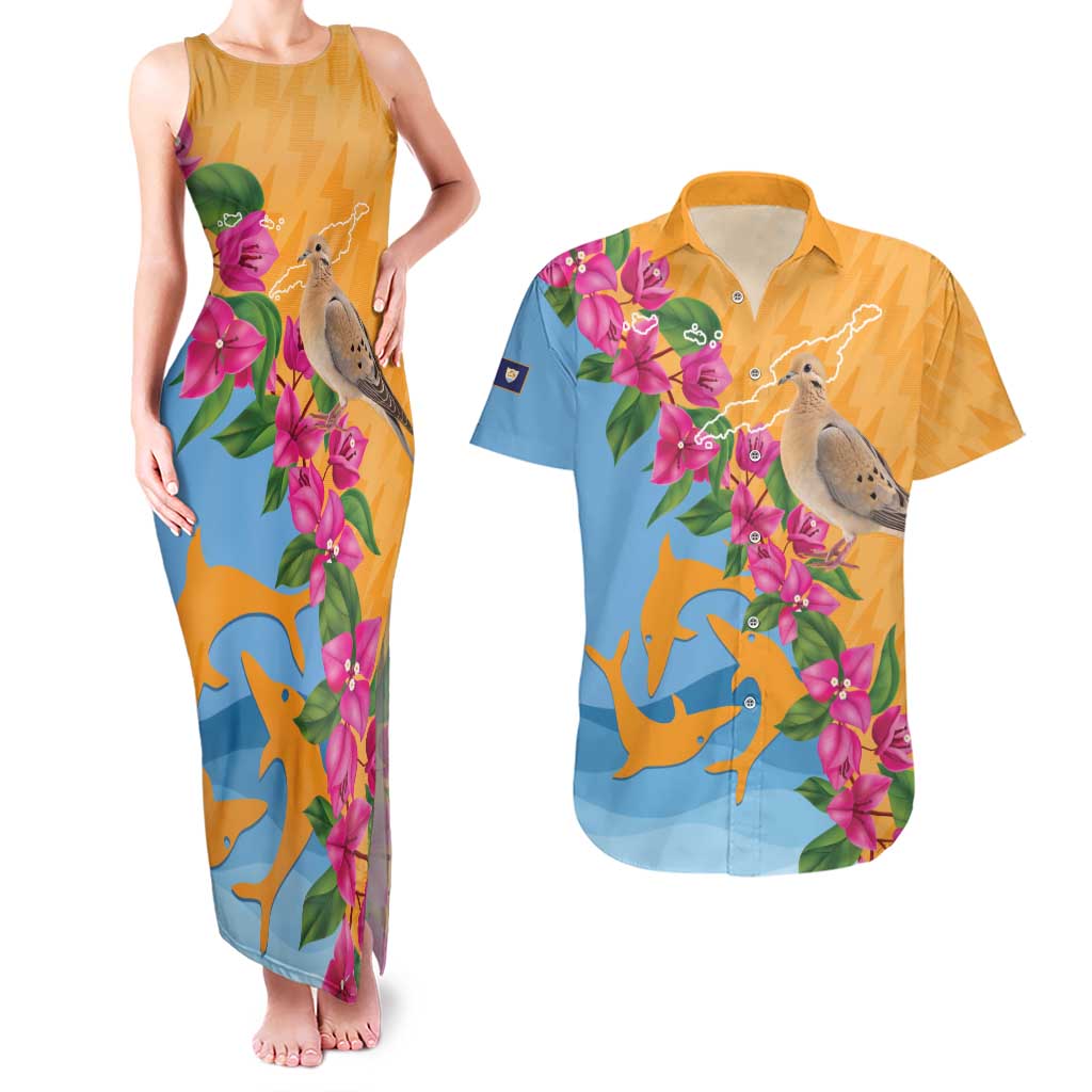 Anguilla Couples Matching Tank Maxi Dress and Hawaiian Shirt Coat Of Arms With Zenaida Dove
