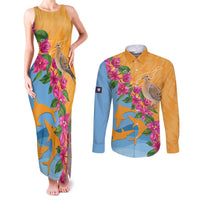 Anguilla Couples Matching Tank Maxi Dress and Long Sleeve Button Shirt Coat Of Arms With Zenaida Dove