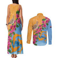 Anguilla Couples Matching Tank Maxi Dress and Long Sleeve Button Shirt Coat Of Arms With Zenaida Dove