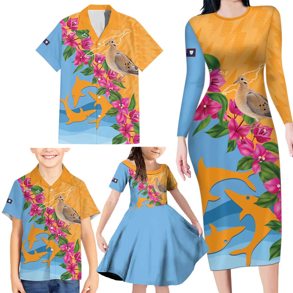 Anguilla Family Matching Long Sleeve Bodycon Dress and Hawaiian Shirt Coat Of Arms With Zenaida Dove