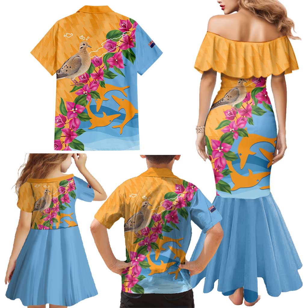 Anguilla Family Matching Mermaid Dress and Hawaiian Shirt Coat Of Arms With Zenaida Dove