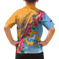 Anguilla Family Matching Off The Shoulder Long Sleeve Dress and Hawaiian Shirt Coat Of Arms With Zenaida Dove