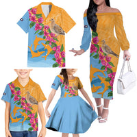 Anguilla Family Matching Off The Shoulder Long Sleeve Dress and Hawaiian Shirt Coat Of Arms With Zenaida Dove