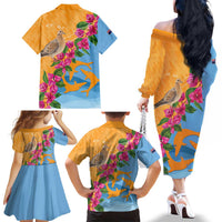 Anguilla Family Matching Off The Shoulder Long Sleeve Dress and Hawaiian Shirt Coat Of Arms With Zenaida Dove