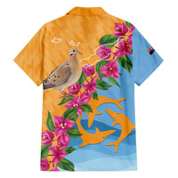 Anguilla Family Matching Off The Shoulder Long Sleeve Dress and Hawaiian Shirt Coat Of Arms With Zenaida Dove