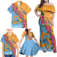 Anguilla Family Matching Off Shoulder Maxi Dress and Hawaiian Shirt Coat Of Arms With Zenaida Dove