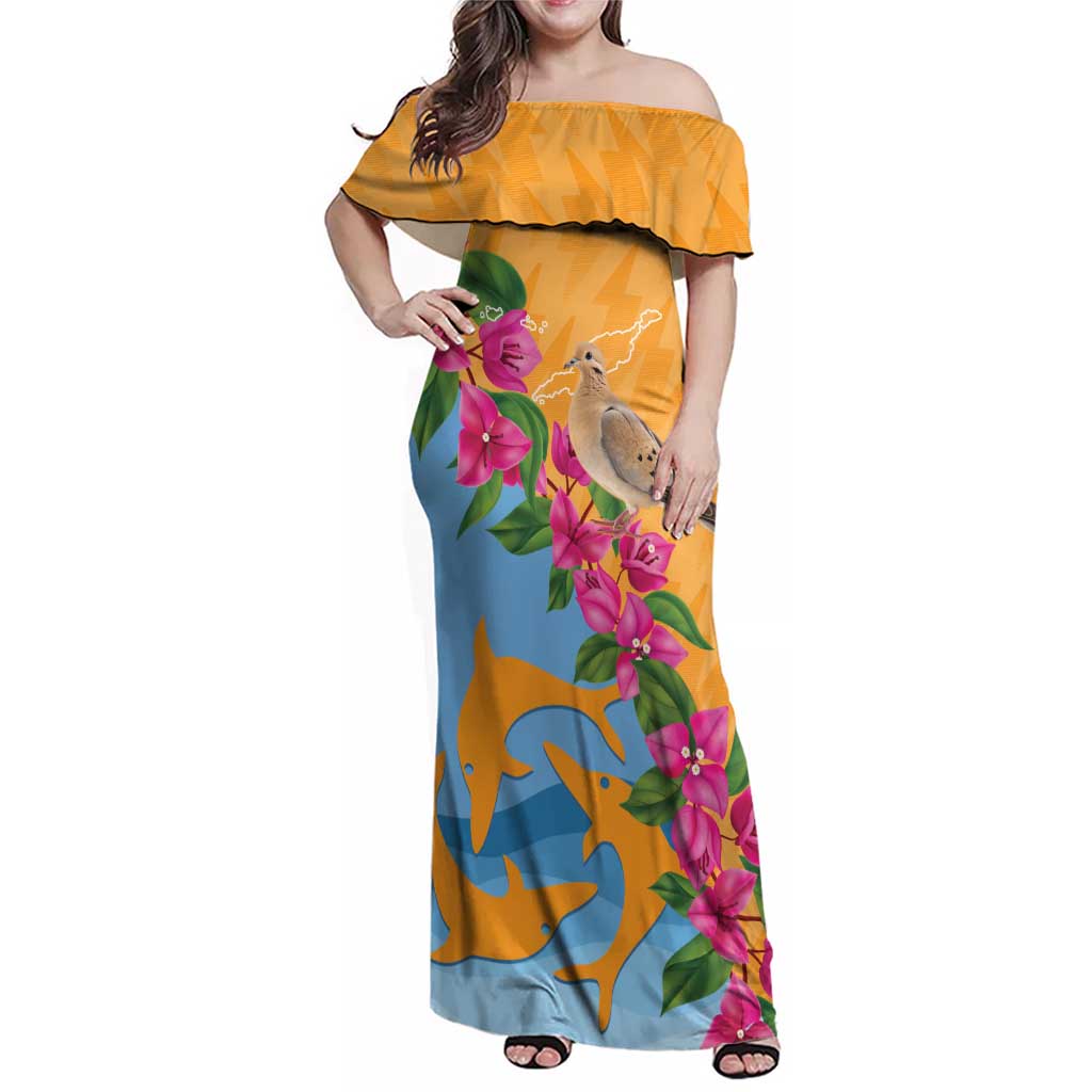 Anguilla Family Matching Off Shoulder Maxi Dress and Hawaiian Shirt Coat Of Arms With Zenaida Dove