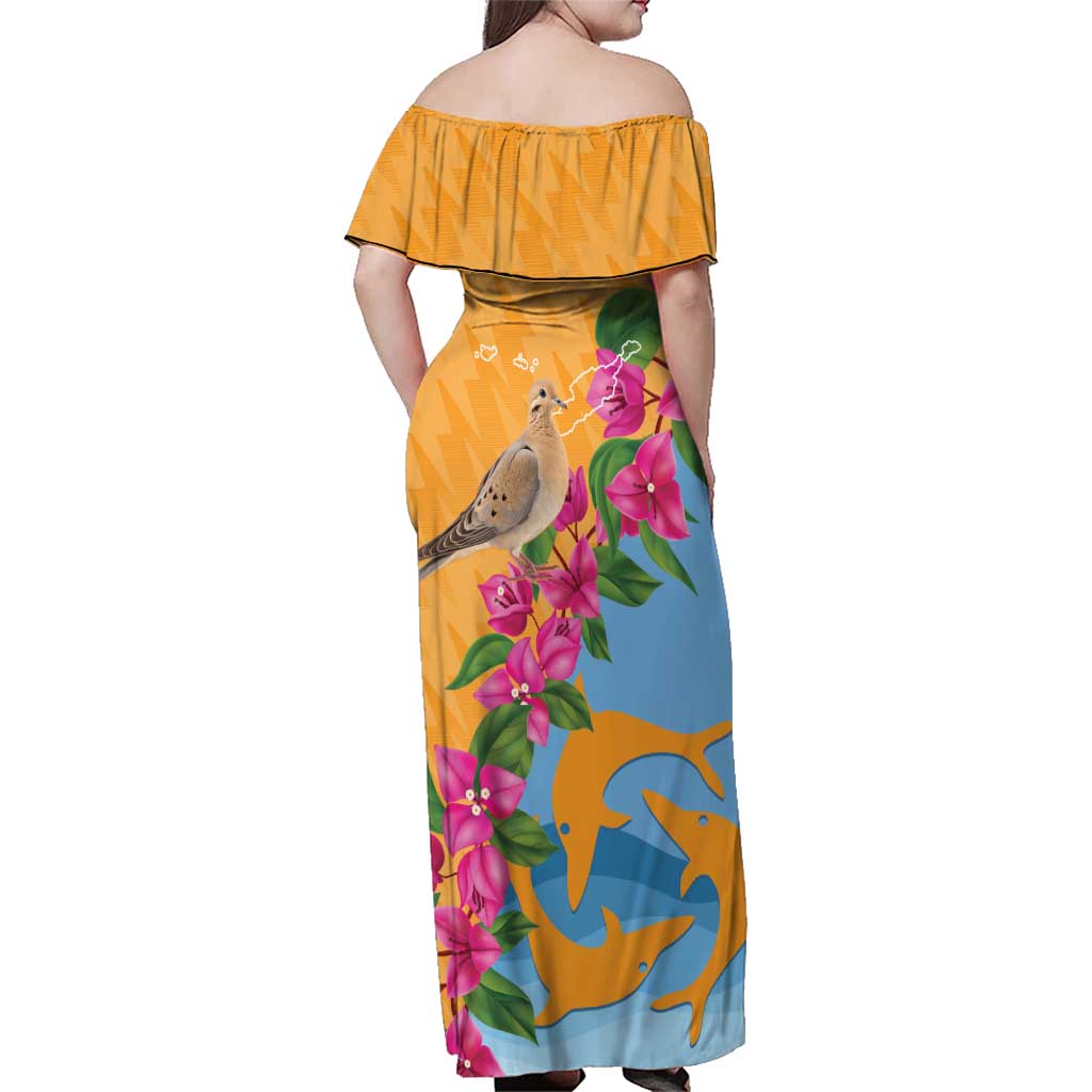 Anguilla Family Matching Off Shoulder Maxi Dress and Hawaiian Shirt Coat Of Arms With Zenaida Dove
