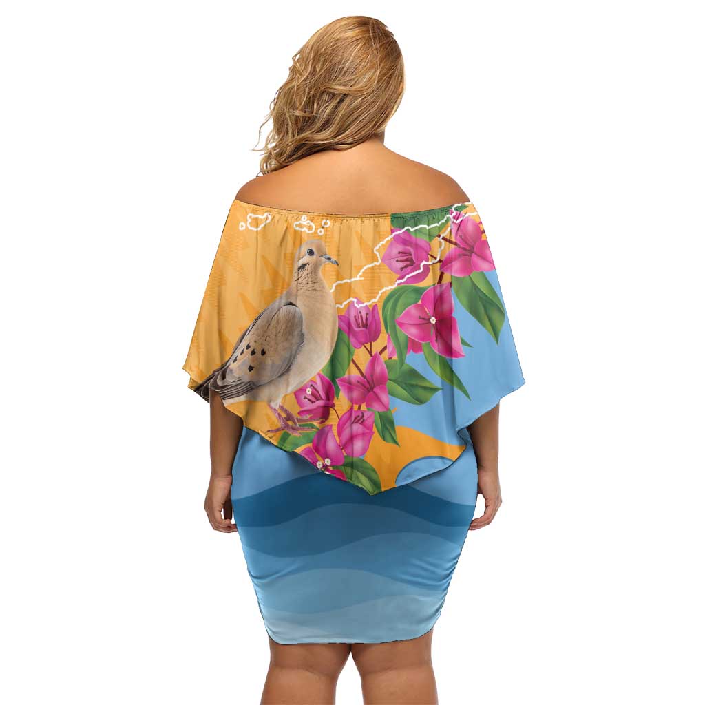 Anguilla Family Matching Off Shoulder Short Dress and Hawaiian Shirt Coat Of Arms With Zenaida Dove
