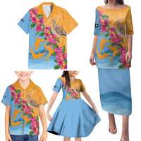 Anguilla Family Matching Puletasi and Hawaiian Shirt Coat Of Arms With Zenaida Dove