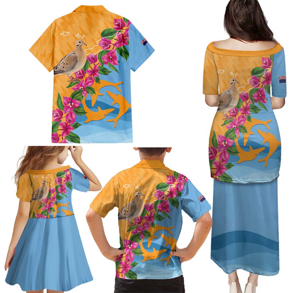 Anguilla Family Matching Puletasi and Hawaiian Shirt Coat Of Arms With Zenaida Dove